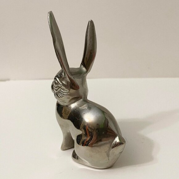 Vintage Metal Bunny Rabbit Figure 5 Inch Tall Made in Korea Figurine - Picture 13 of 13